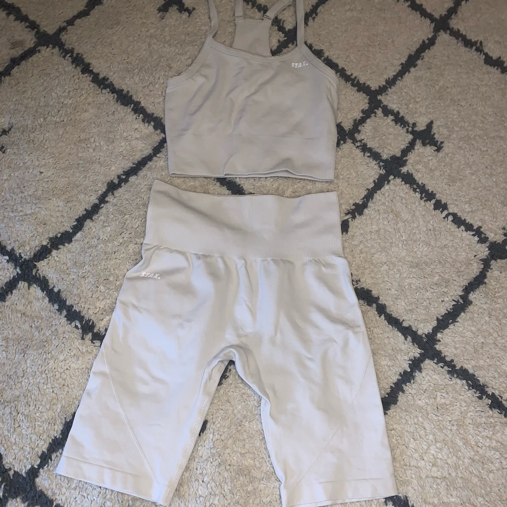 STAX seamless biker shorts and cropped tank set